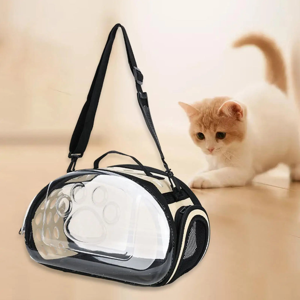 Transparent Cat Carrier Foldable Outdoor Pet Carry Bag for Dog Cat Crossbody Breathable Collapsible Travel Cat Carrier Bag