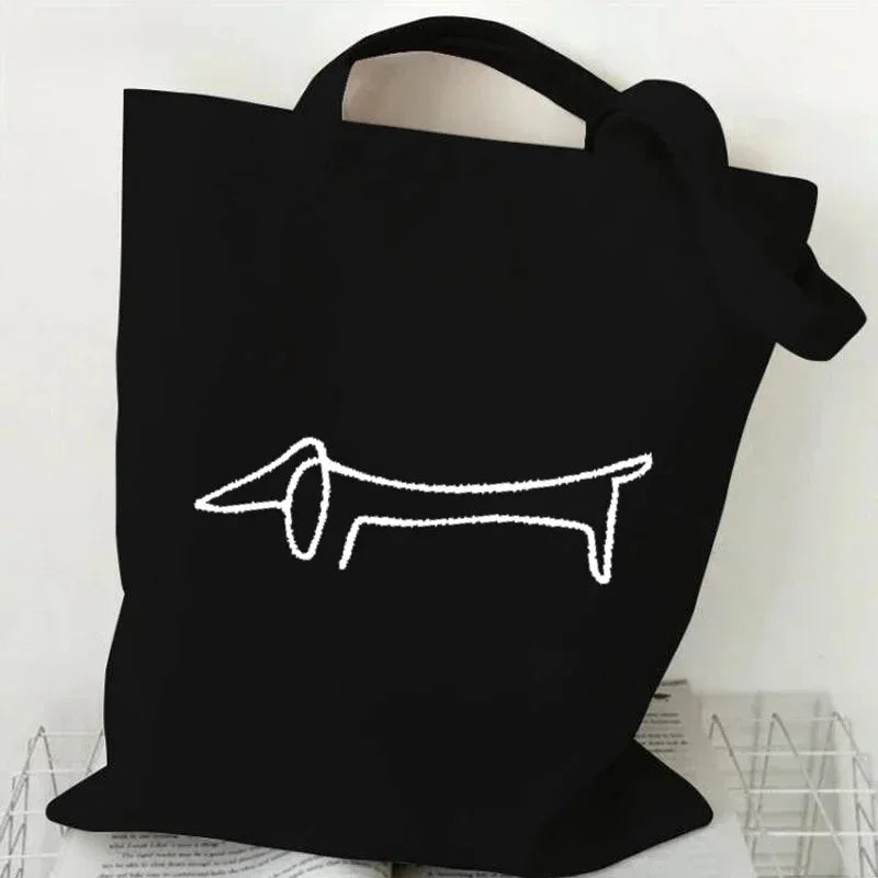 Dachshund Dog Shopping Bag Handle Travel Designer Handbags Funny Animal Tote Bags Canvas Women's Casual Shoulder Bags