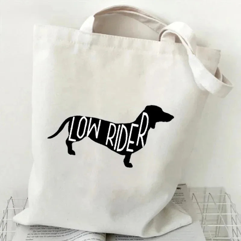 Dachshund Dog Shopping Bag Handle Travel Designer Handbags Funny Animal Tote Bags Canvas Women's Casual Shoulder Bags