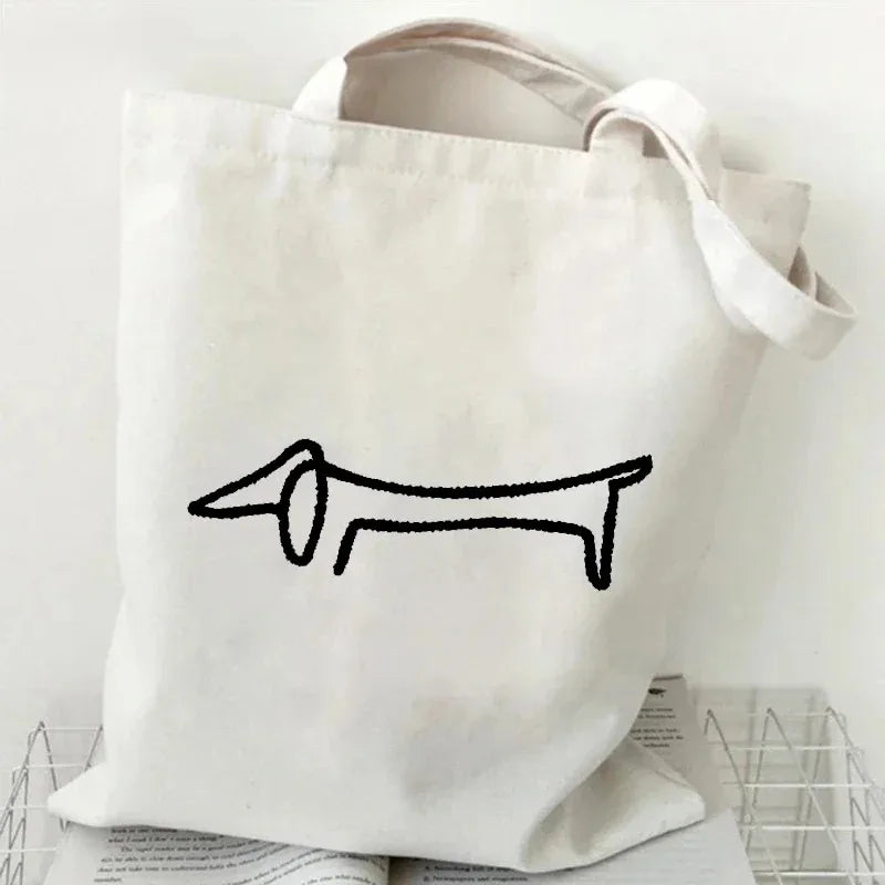 Dachshund Dog Shopping Bag Handle Travel Designer Handbags Funny Animal Tote Bags Canvas Women's Casual Shoulder Bags