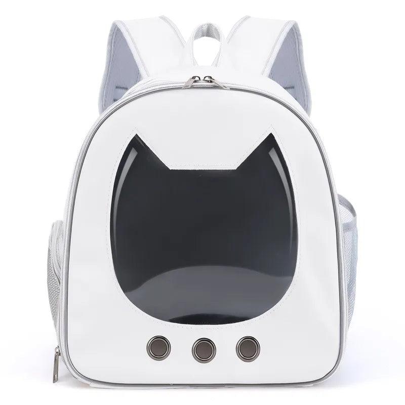 Pet Supplies Cat Carrier Bag PU Portable Travel Outdoor Backpack for Cat Small Dogs Transparent Breathable Carrying Shoulder Bag