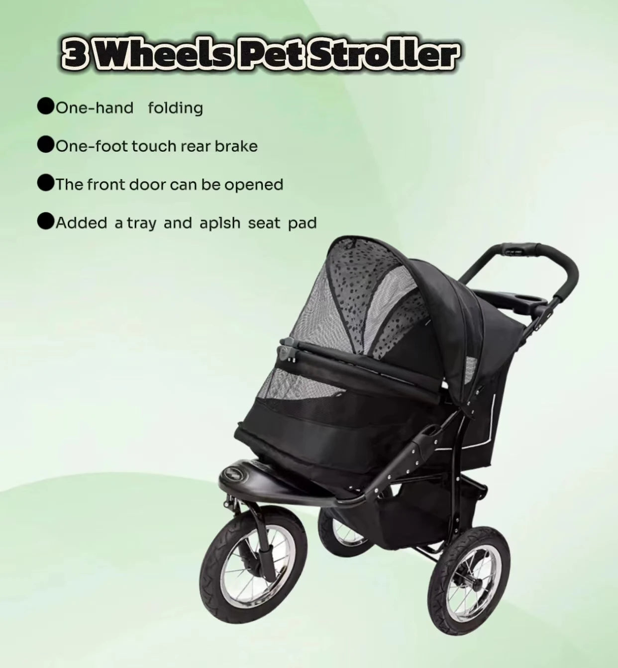 JXB Factory Price Outdoor Travel Carrier Universal Breathable Windproof Dog/Cat Stroller 3 Wheels Adjustable Pet Strollers