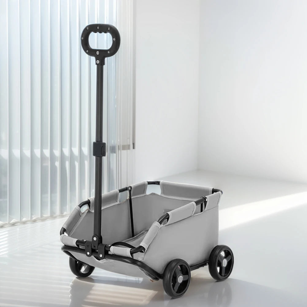 Dog Cat Teddy Baby Cart 4 Wheels Rolling Cat Carrier Pet Carriage Lightweight Folding Trolley for Travelling Shopping Walking