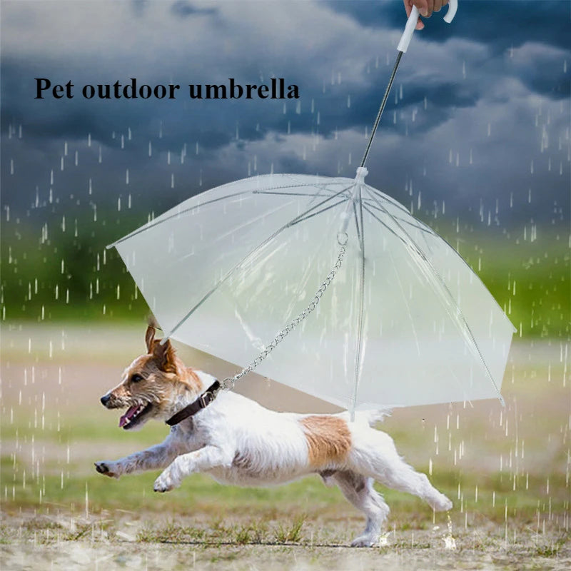 Pet Umbrella Teddy Small Dog Umbrella with Traction Dog Chain Walking Umbrella Rainy Travel Convenient Dog Raincoat Umbrella