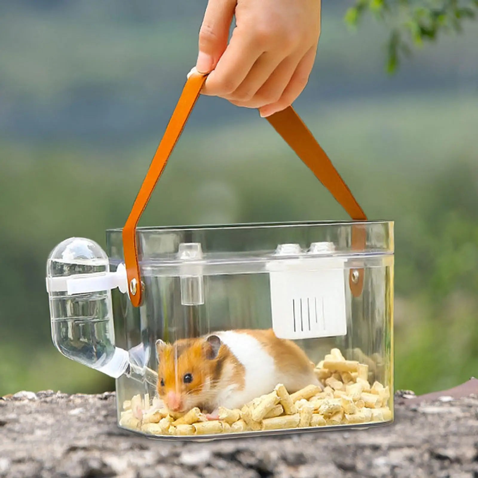 Portable Hamster Carrier for Small Pets Travel Case with Water Bottle for Mice And Gerbils