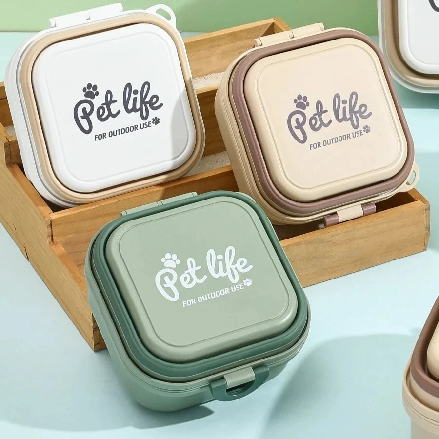 Collapsible Dog Water Bowl, Portable Dog Bowl for Traveling, 2-in-1 Pet Food and Water Feeder - Travel Dog Bowls with Lid for Wa