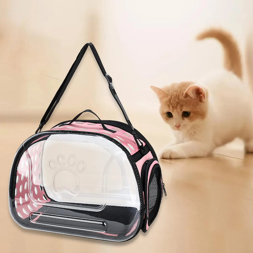 Transparent Cat Carrier Foldable Outdoor Pet Carry Bag for Dog Cat Crossbody Breathable Collapsible Travel Cat Carrier Bag