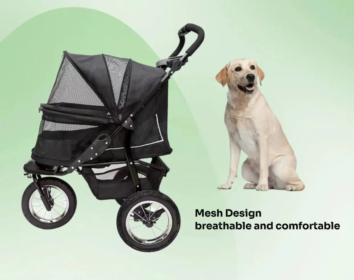 JXB Factory Price Outdoor Travel Carrier Universal Breathable Windproof Dog/Cat Stroller 3 Wheels Adjustable Pet Strollers