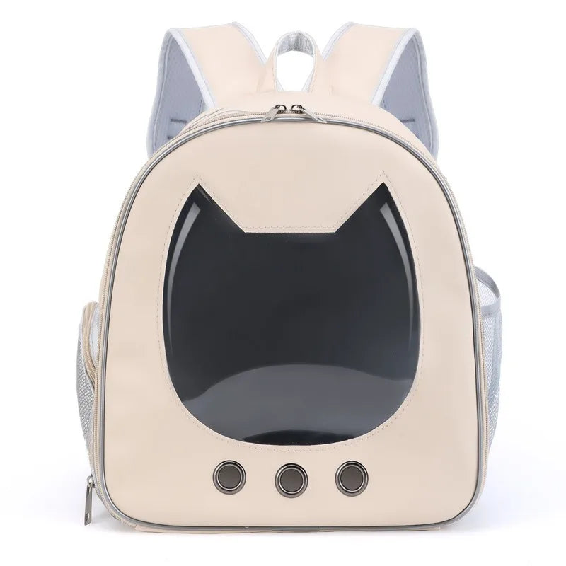 Pet Supplies Cat Carrier Bag PU Portable Travel Outdoor Backpack for Cat Small Dogs Transparent Breathable Carrying Shoulder Bag